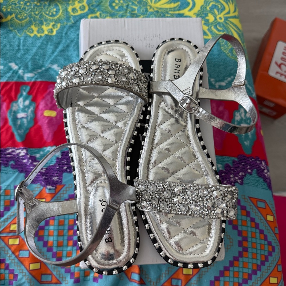 BAMBOO Silver Crystal Sandals